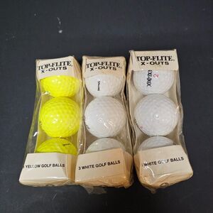 Spalding Top-Flite X-Outs Golf Balls 3 Packs of 3 NOS White Yellow Vtg 1982